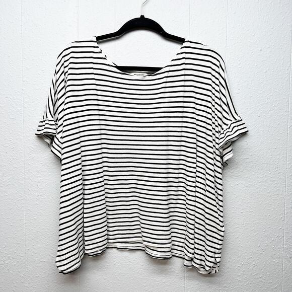 Max Studio Ruffle Sleeve Boxy Top Womens 3X Stretch Casual Chic Minimalist - Picture 1 of 13